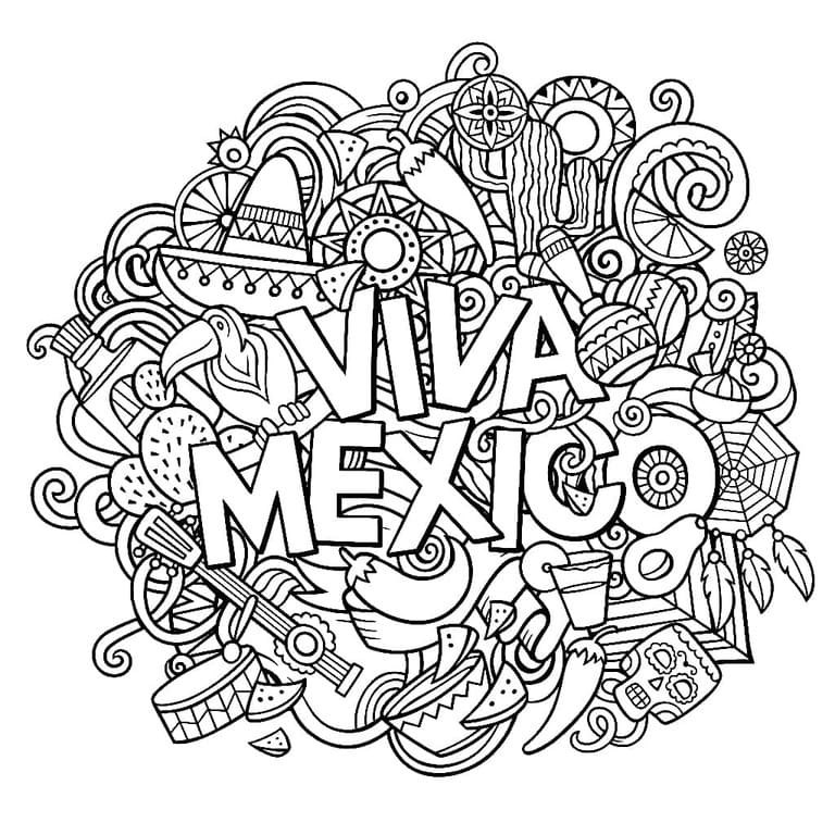 Dibujos de Viva Mexico sencillo para colorear