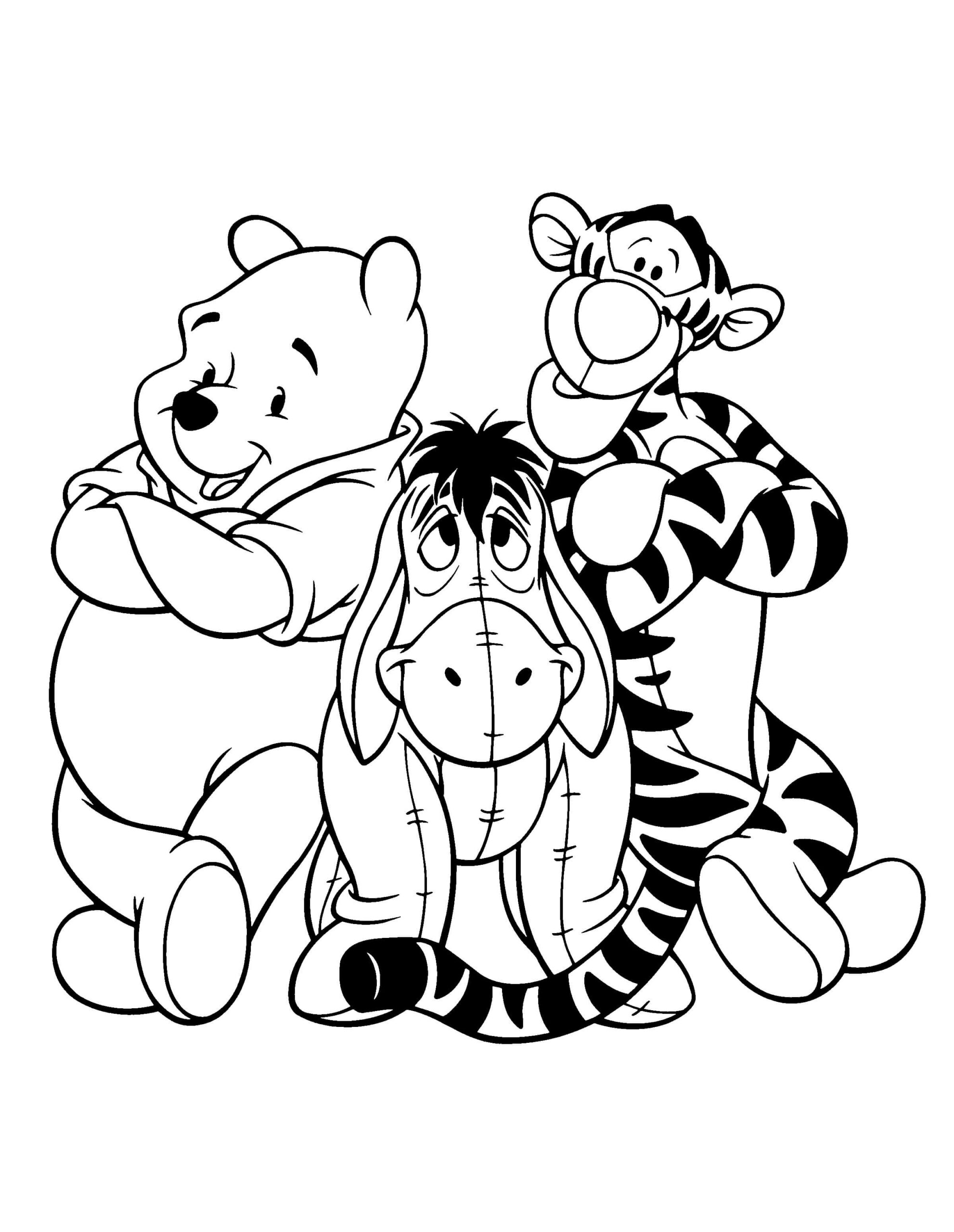 Dibujos de Winnie de Pooh y dos Amigos para colorear