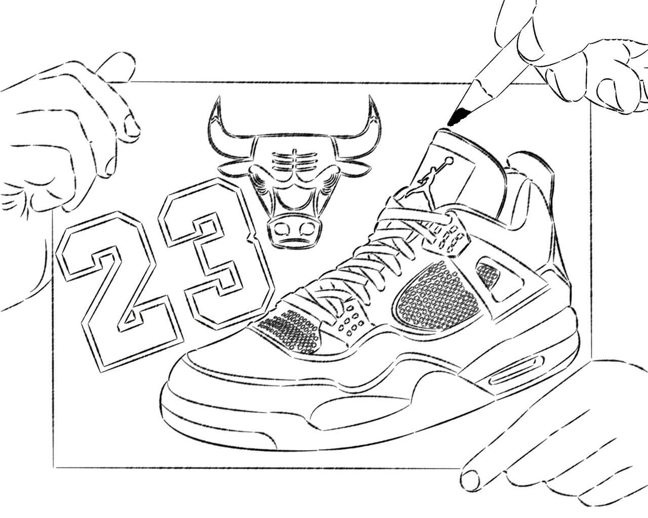 Dibujos de Zapatos Jordan para colorear