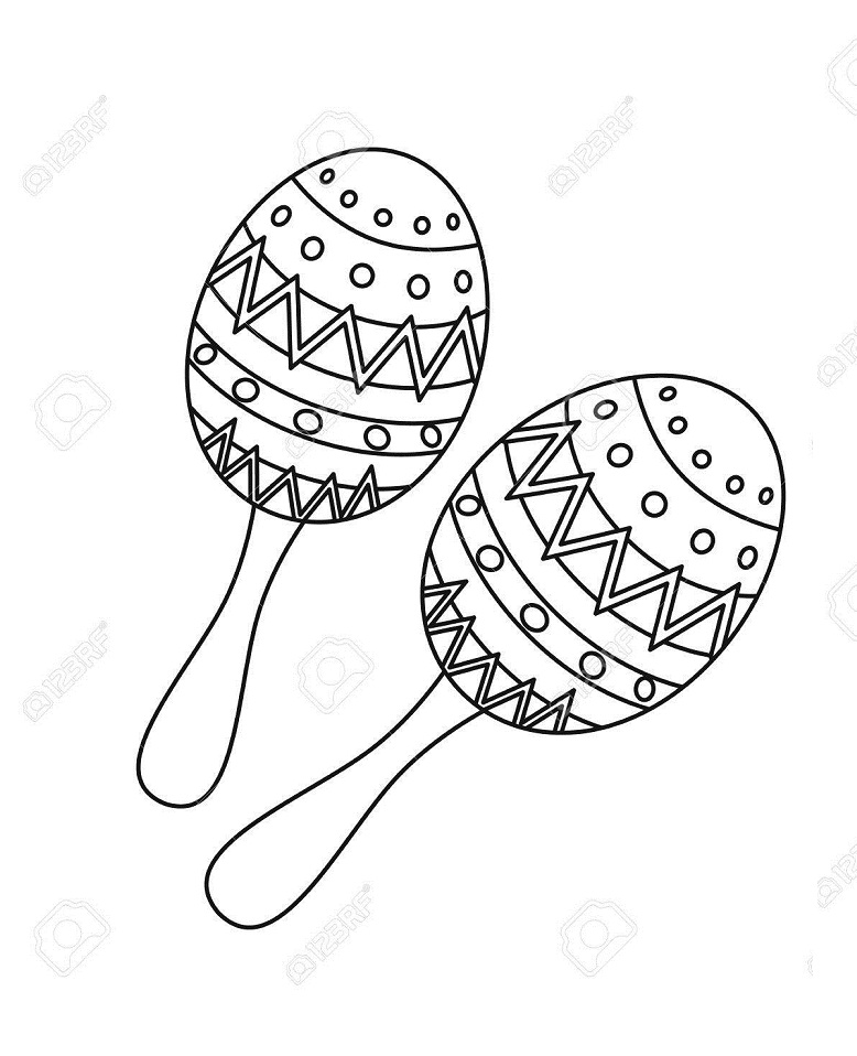 Maracas icon in outline style isolated on white background. Musical instruments symbol stock vector illustration para colorir