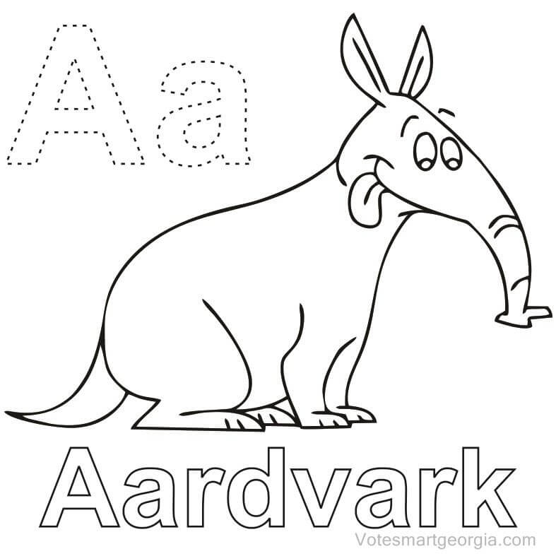 Dibujos de Aardvark Letra A para colorear