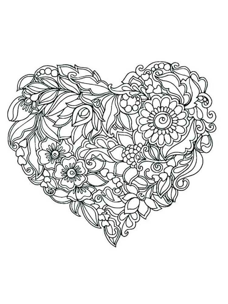 Dibujos de Adorable Corazón Mandala para colorear