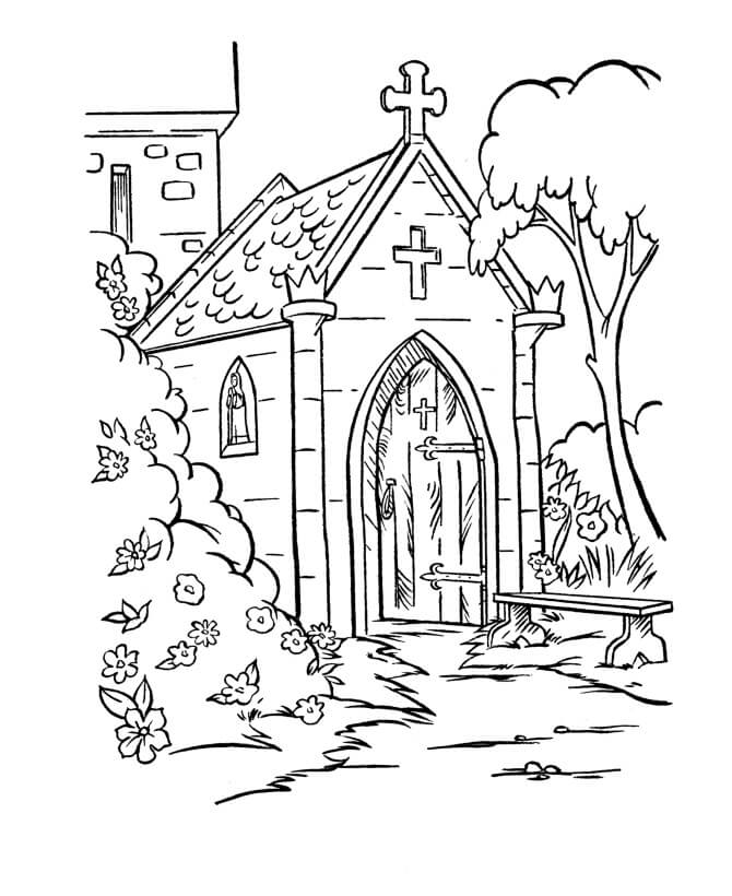 Dibujos de Adorable Iglesia para colorear