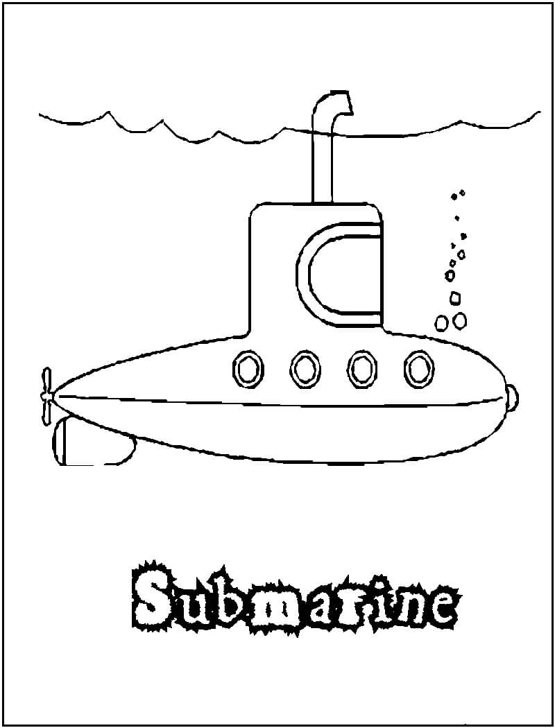 Adorable Submarino para colorir