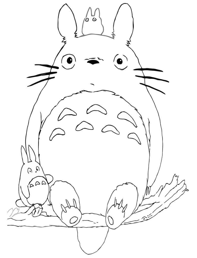 Adorable Totoro Sentado para colorir