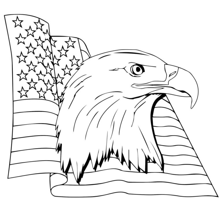Dibujos de Águila y Bandera para colorear