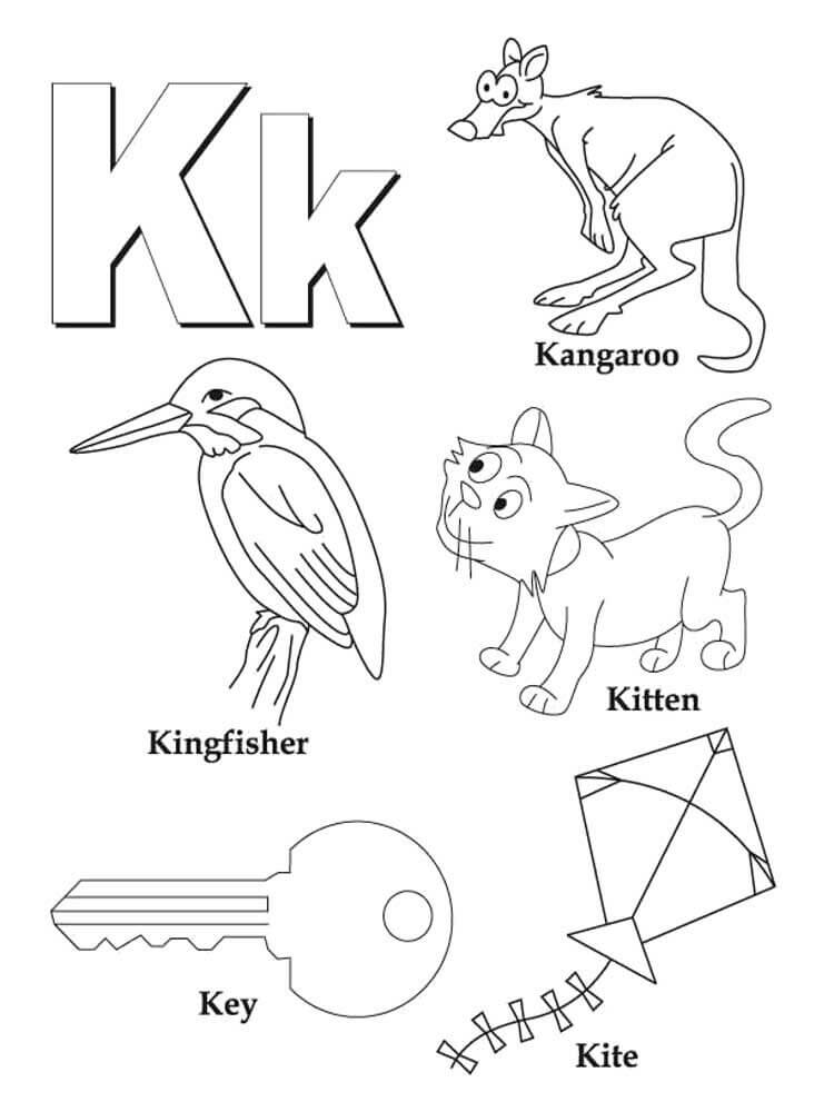 Dibujos de Alfabeto Imprimible K para colorear