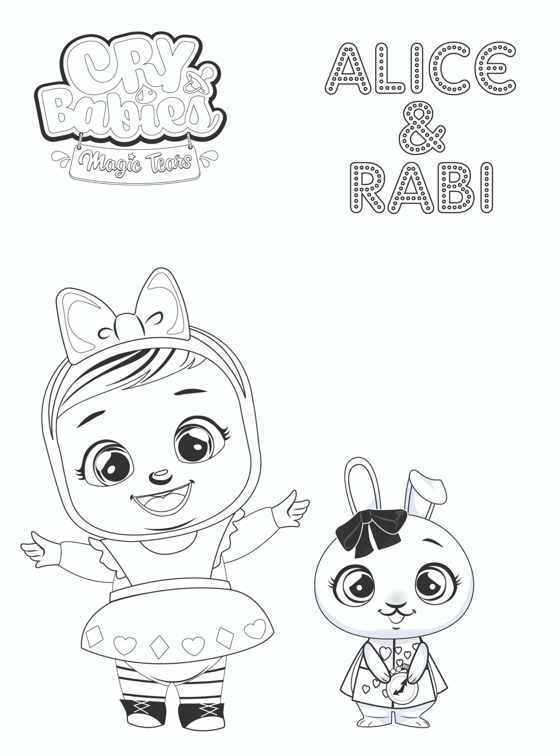Alice y Rabi para colorir