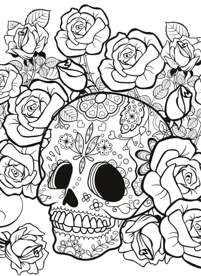 Dibujos de Altar De Rosas Con Decoración Principal Por El Día de Muertos para colorear
