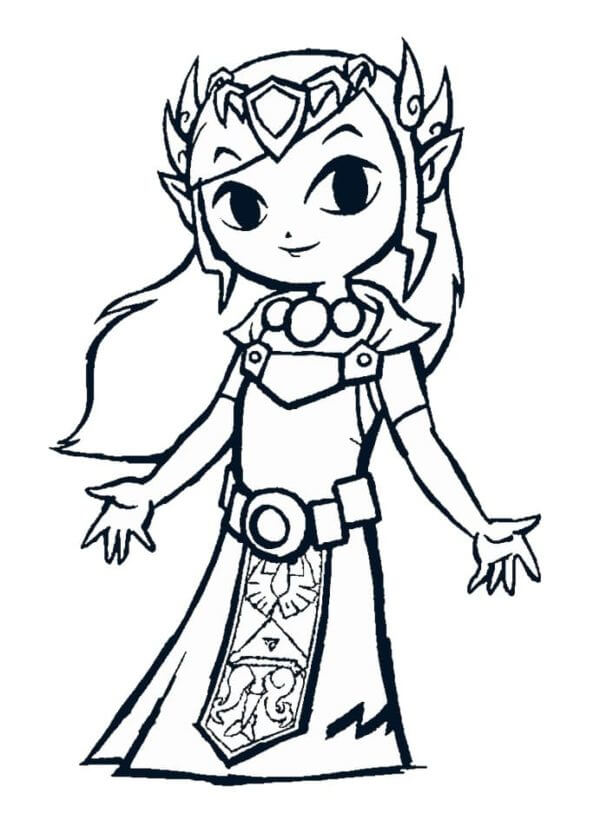 Dibujos de Amable y Benévola Princesa Zelda para colorear