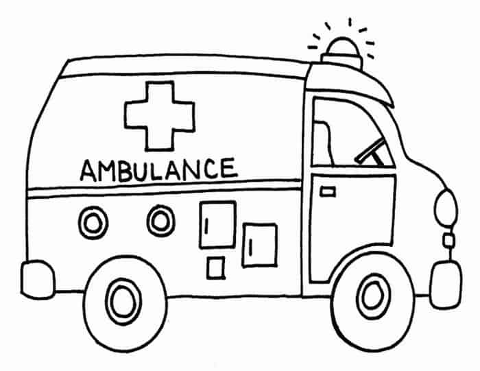 Dibujos de Ambulancia Imprimible para colorear