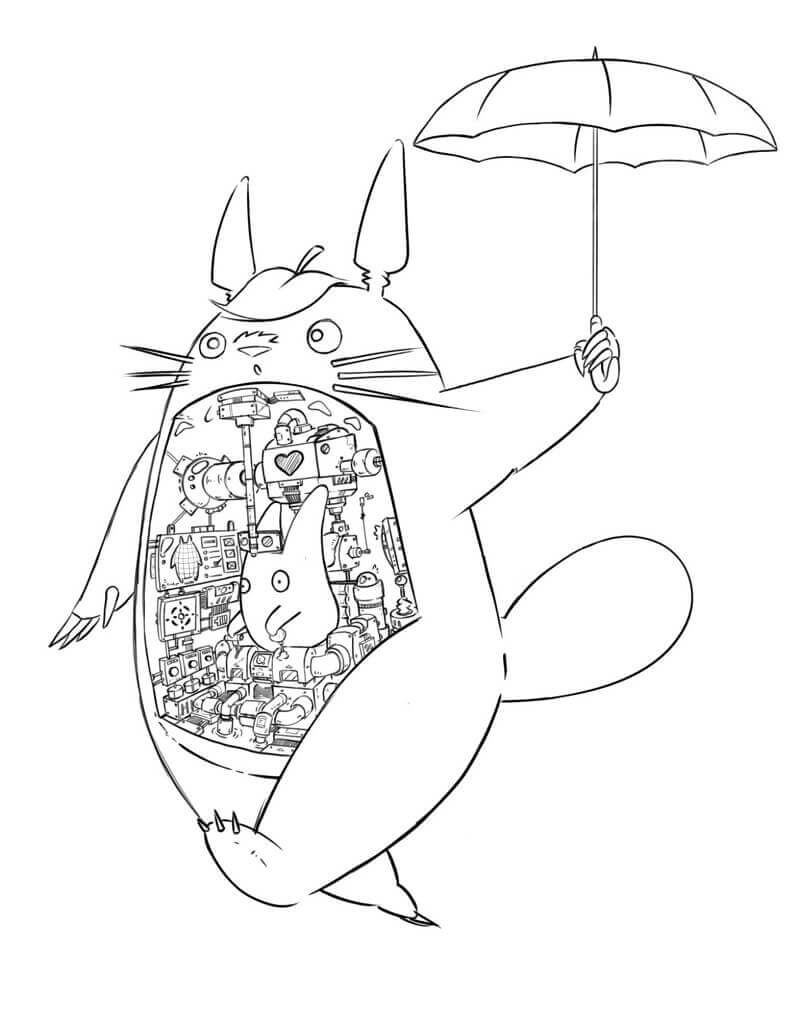 Amistoso Totoro Caminando para colorir
