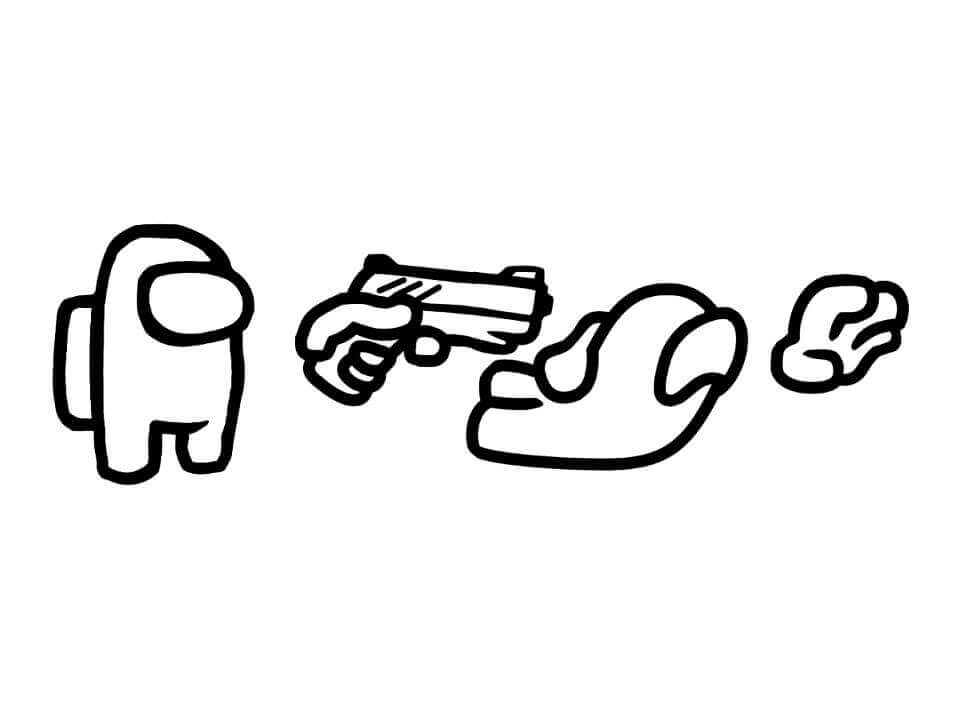 Dibujos de Among Us Matar Con Pistola para colorear