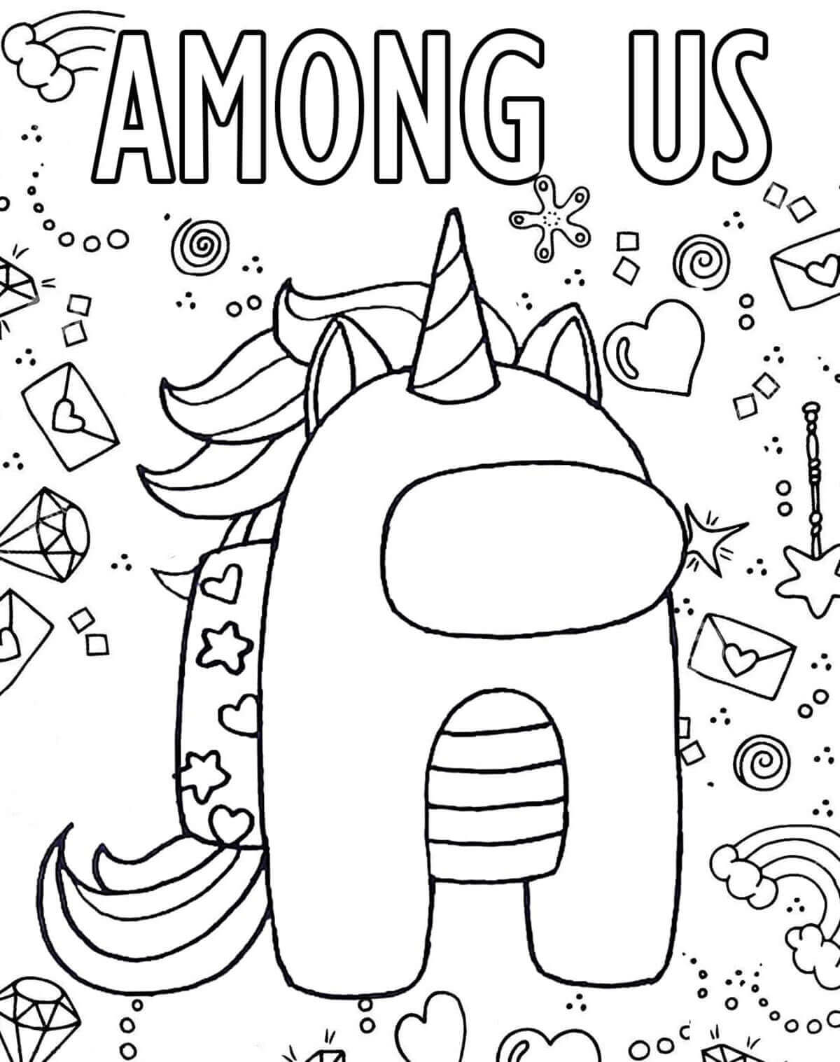 Among Us Unicornio para colorir