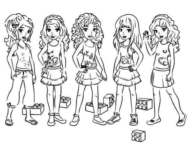 Andrea, Mia, Olivia, Emma, ​​Stephanie para colorir