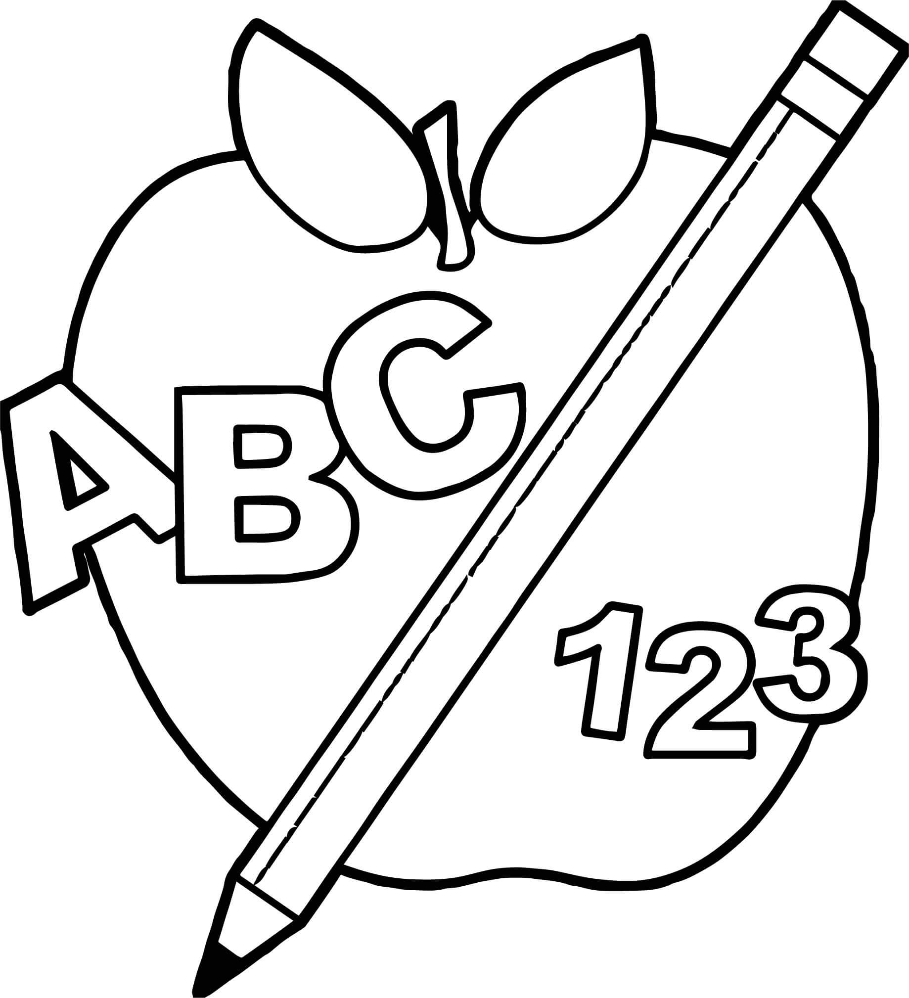 Dibujos de Apple, Alfabeto, Número y Lápiz para colorear