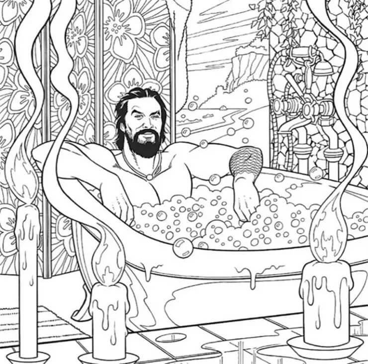 Dibujos de Aquaman Bañándose en la Tina para colorear