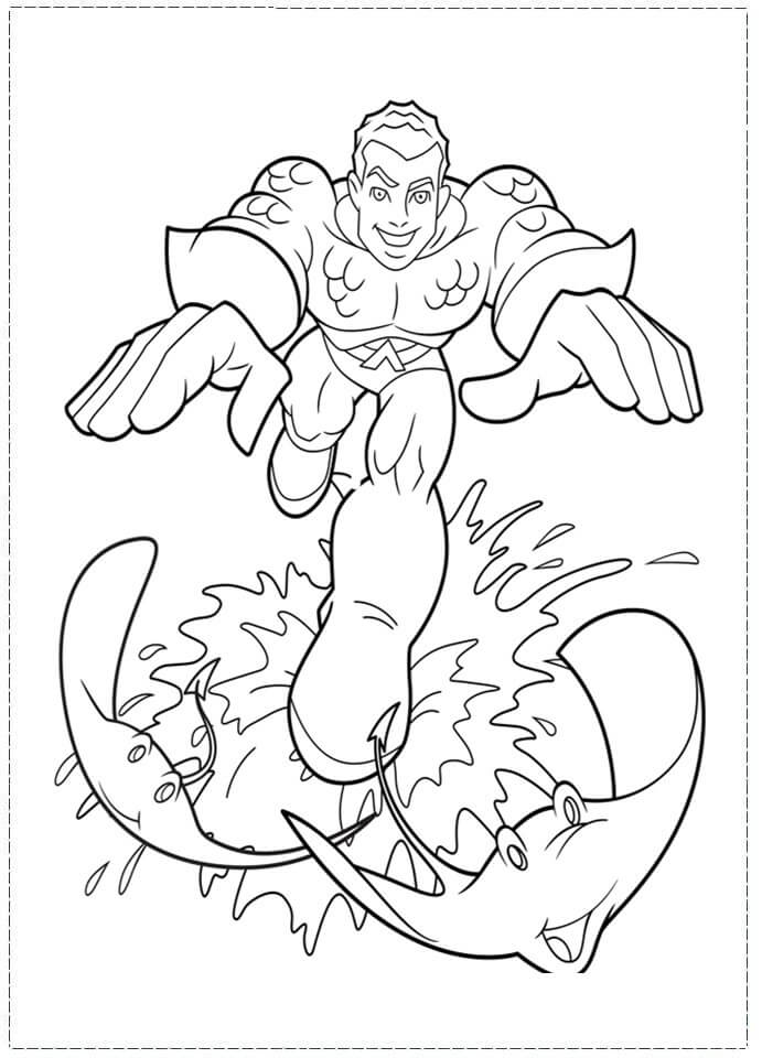 Dibujos de Aquaman Persigue a dos Rayas para colorear