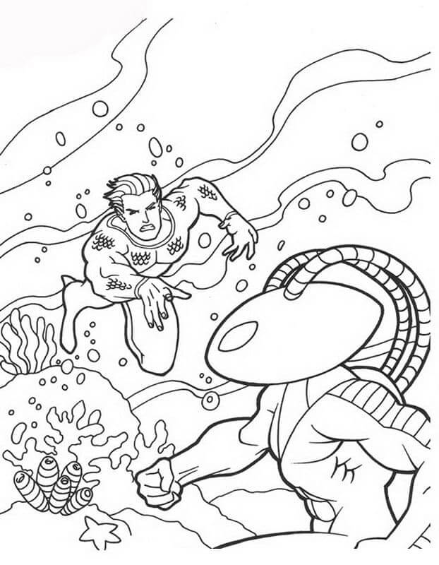 Dibujos de Aquaman vs Manta para colorear