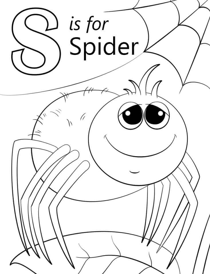 Dibujos de Araña Letra S para colorear