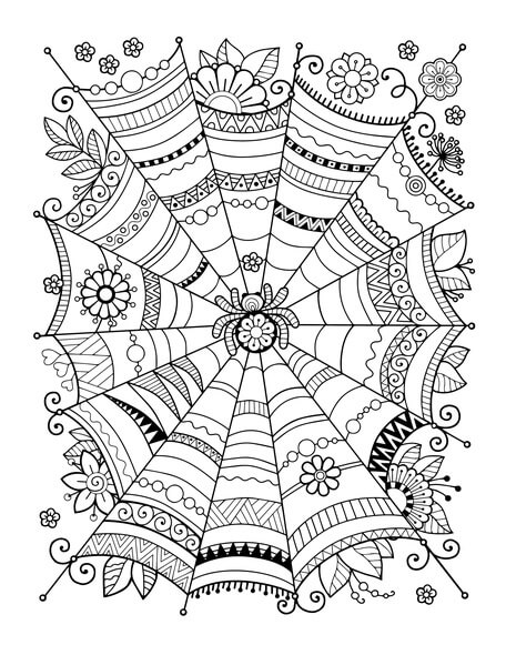 Dibujos de Araña pequeña Zentangle para colorear