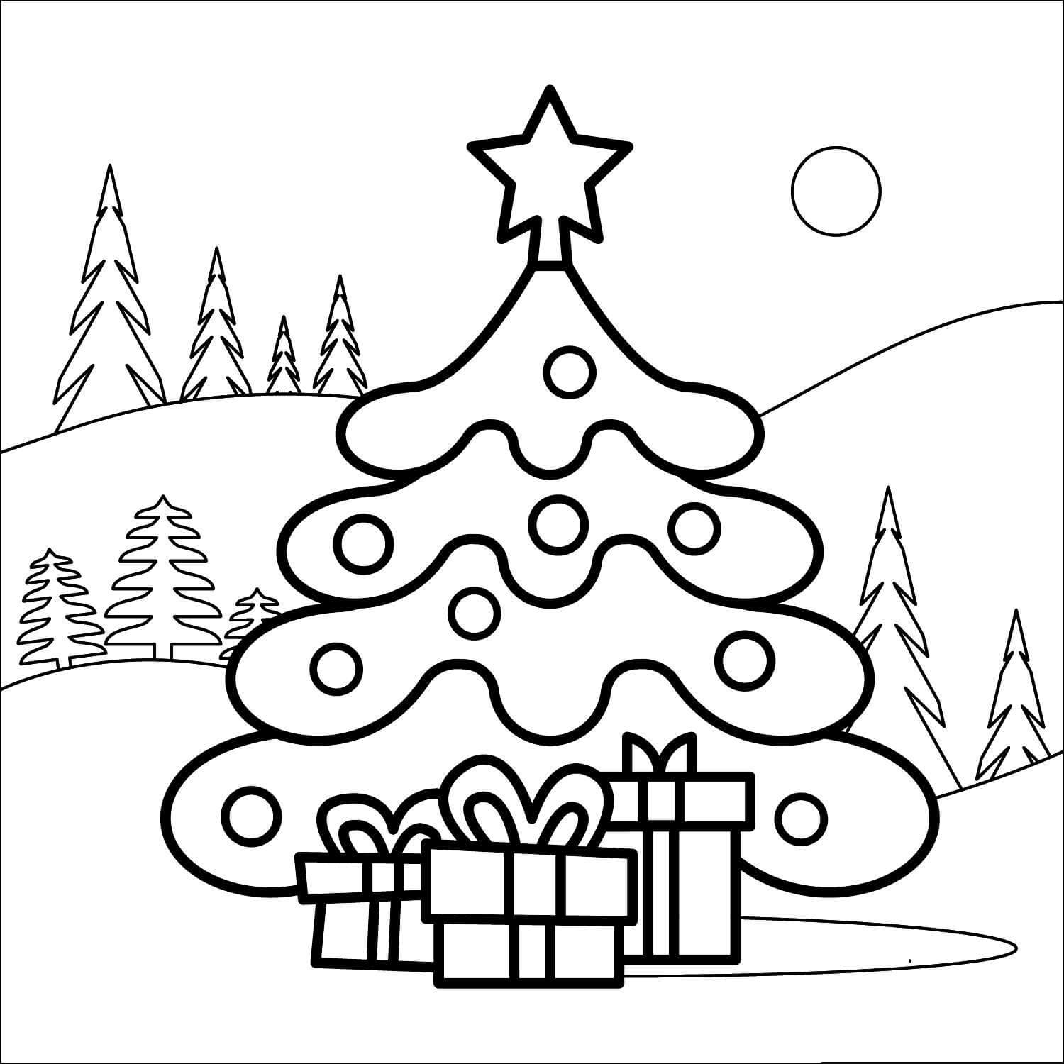 Dibujos de Árbol de Navidad Afuera para colorear