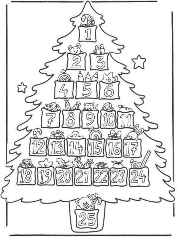 Dibujos de Árbol de Navidad Mágico Con Sorpresas para colorear