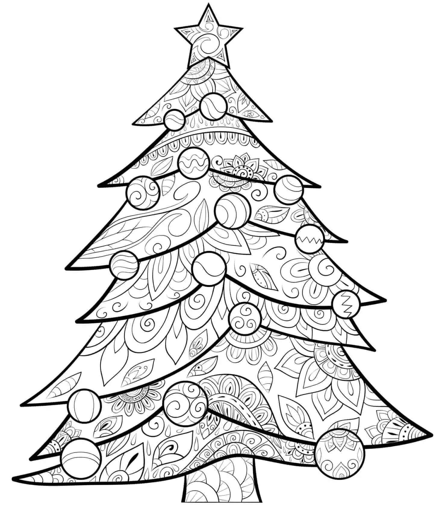 Dibujos de Árbol de Navidad es para Adultos para colorear