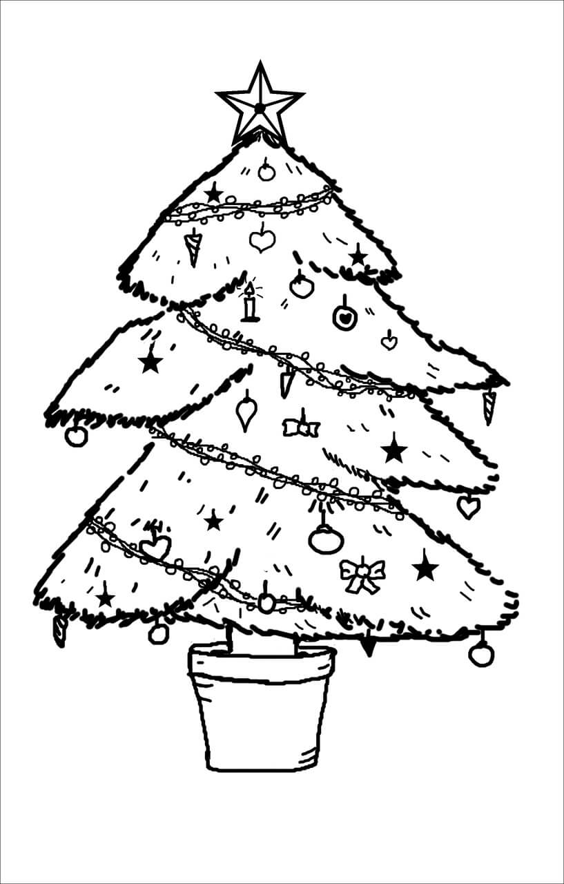 Dibujos de Árbol de navidad Foto gratis para colorear