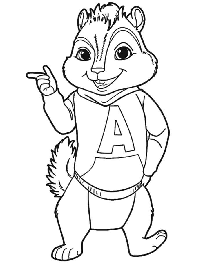 Ardilla Alvin Básica para colorir