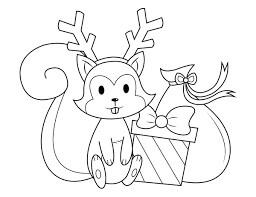 Dibujos de Ardilla en Navidad para colorear