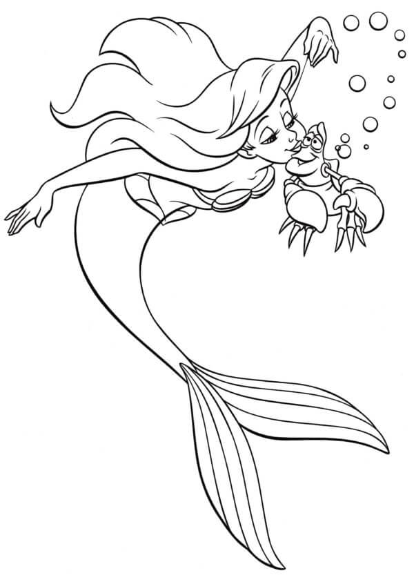 Ariel Besando Cangrejo para colorir
