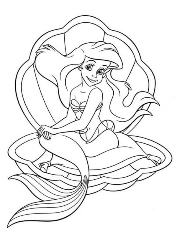 Ariel En Una Concha para colorir