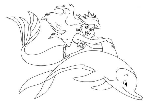 Ariel Monta Un Delfin para colorir