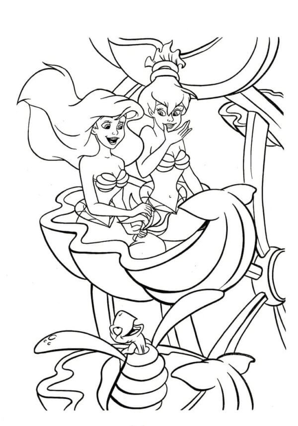 Dibujos de Ariel y Hermanas para colorear