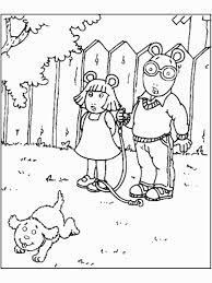 Dibujos de Arthur Read Lleva al Perro a Pasear para colorear