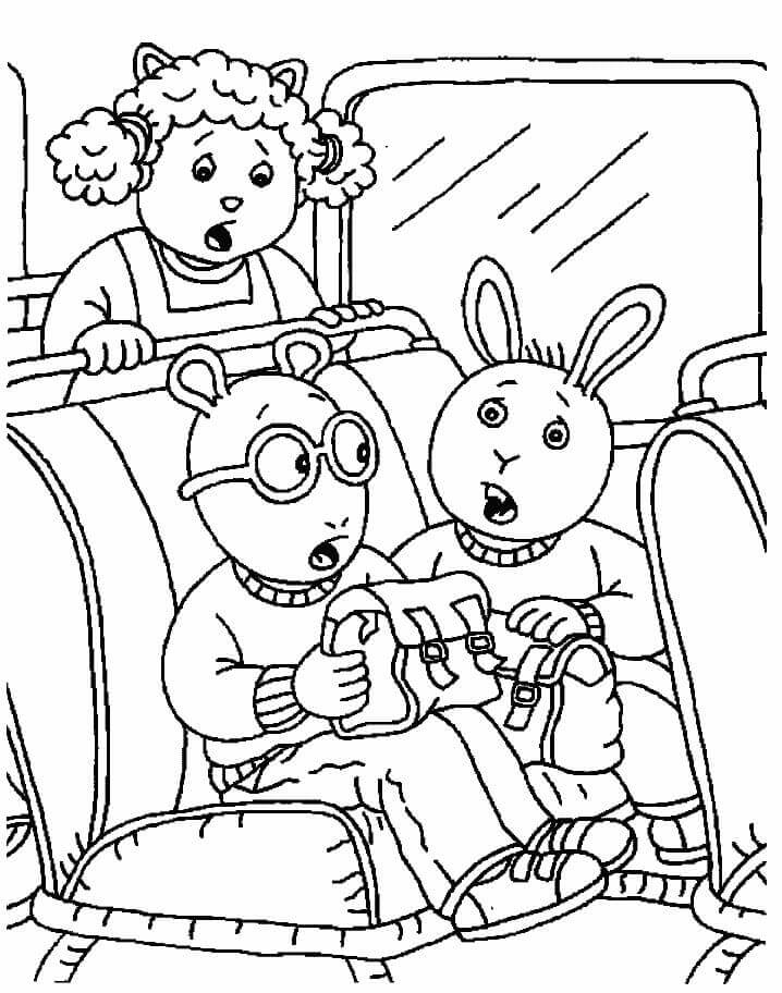 Dibujos de Arthur Read en el Autobús para colorear