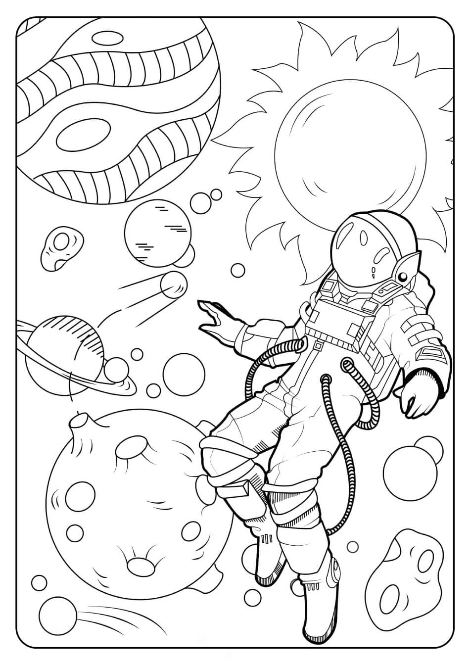 Astronauta en el Espacio para colorir