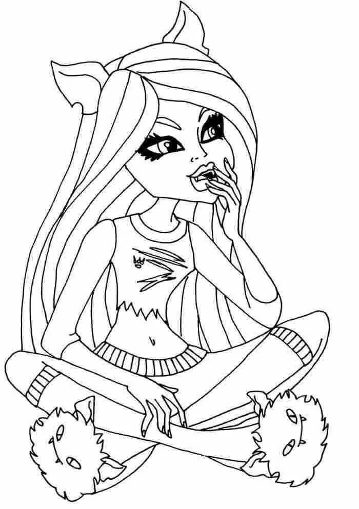 Dibujos de Asustadizo Lobo niña Sentado para colorear