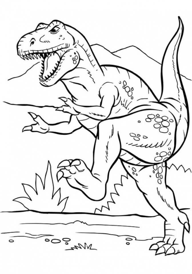 Ataque De T-Rex para colorir