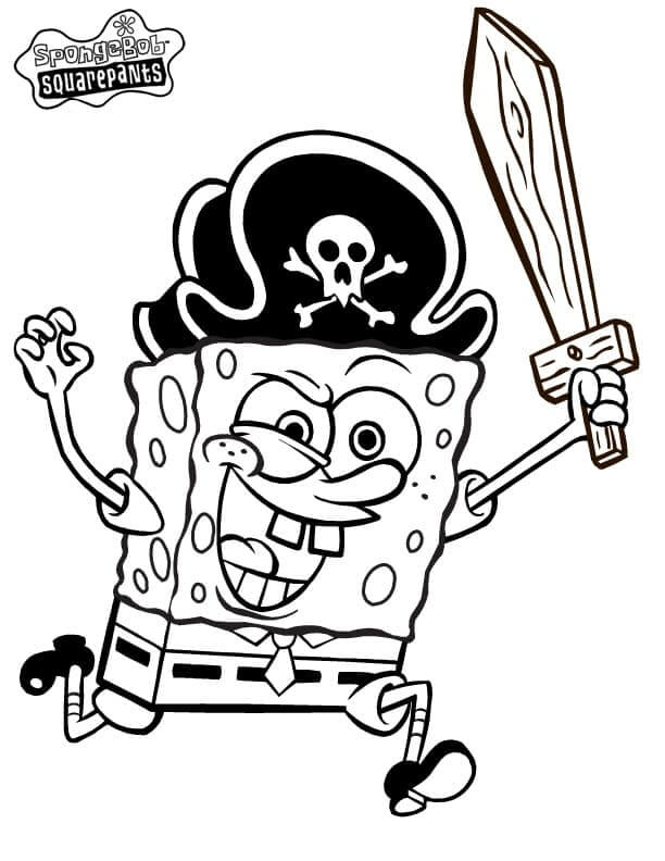 Dibujos de Ataque de Bob Esponja Pirata para colorear