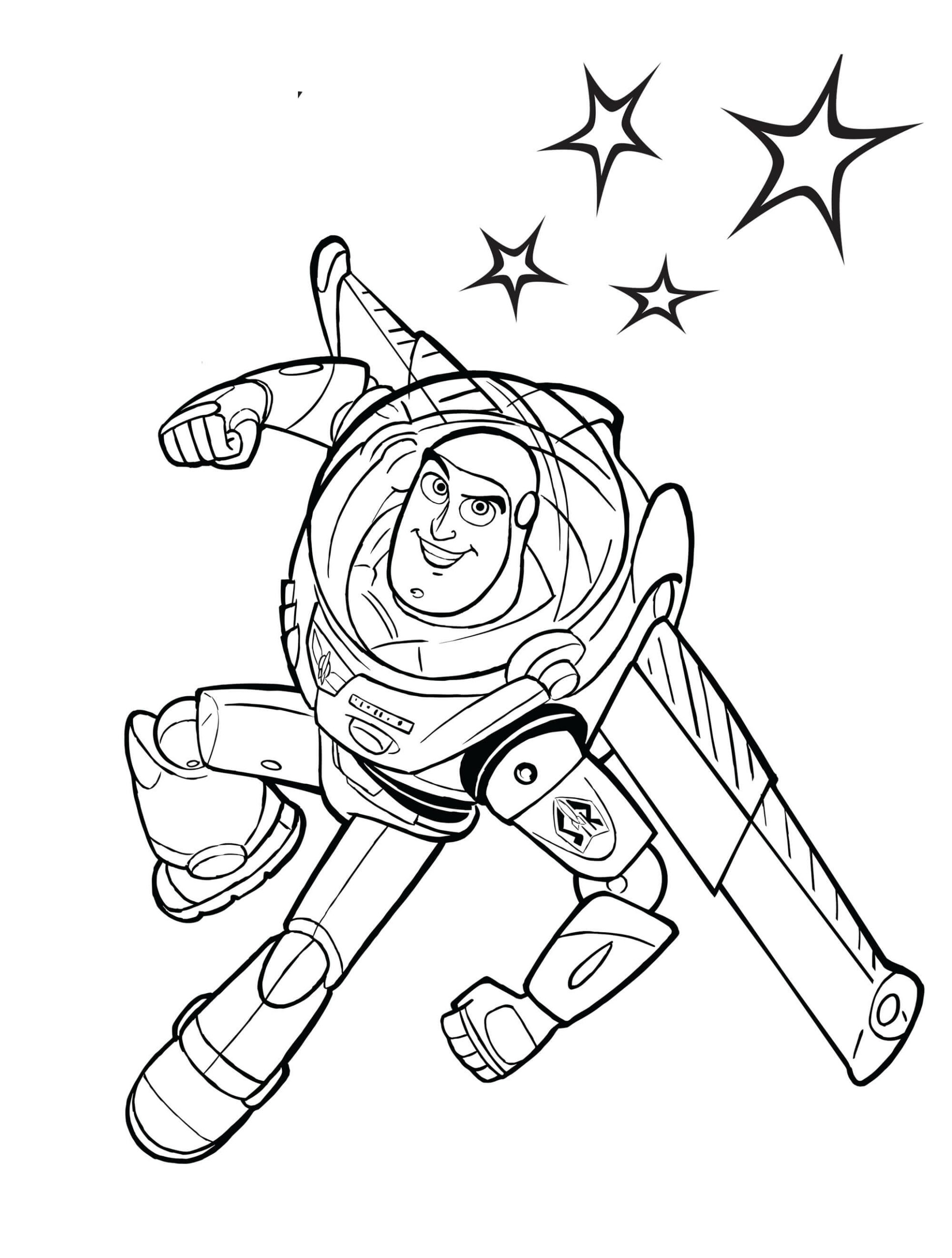 Dibujos de Ataque de Buzz Lightyear con Estrellas para colorear