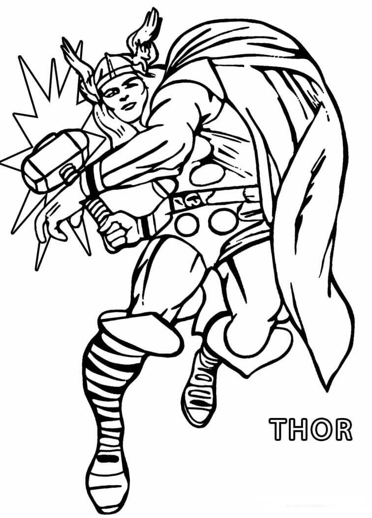 Ataque de Thor para colorir