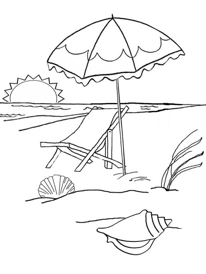 Dibujos de Atardecer En La Playa para colorear