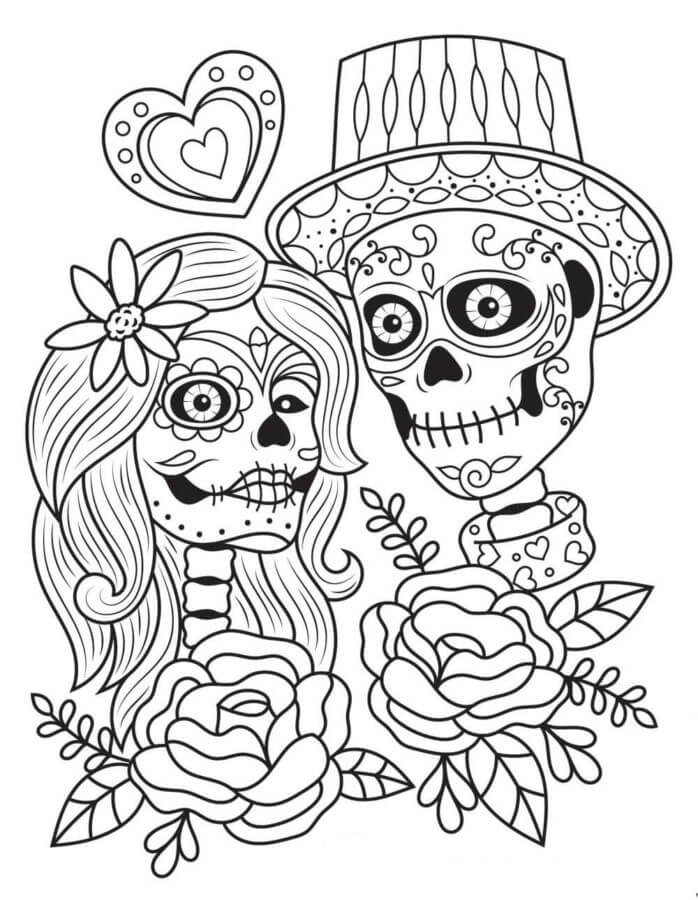 Dibujos de Atributos Del Día de Muertos para colorear