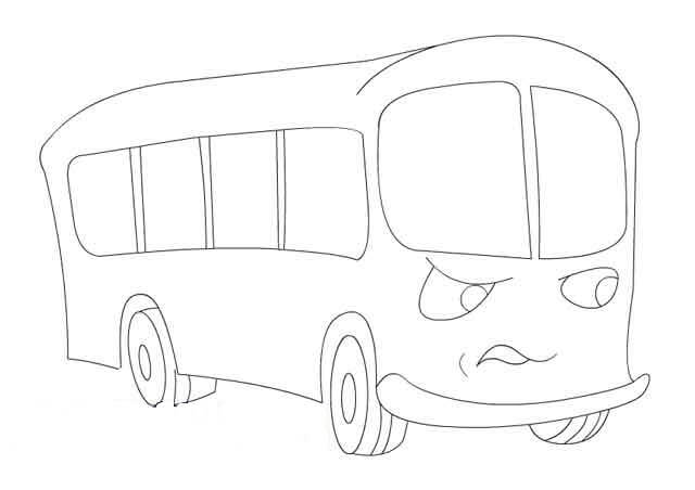 Autobús Escolar Enojado para colorir