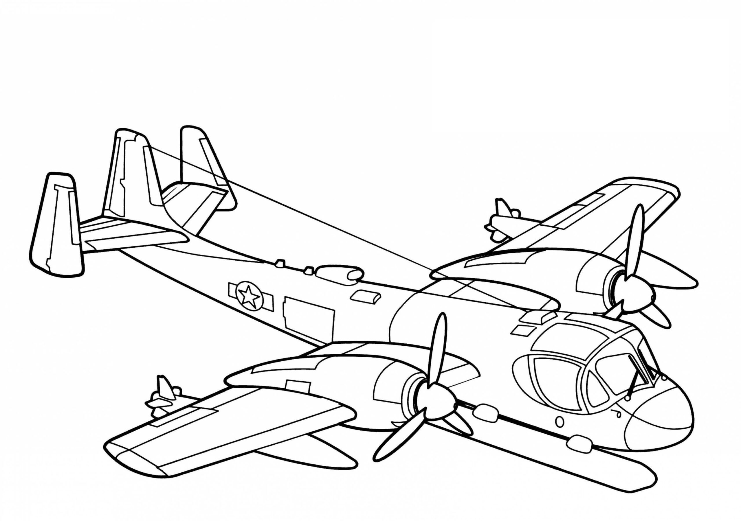 Dibujos de Avión de Reconocimiento con Algunas Armas a Bordo para colorear