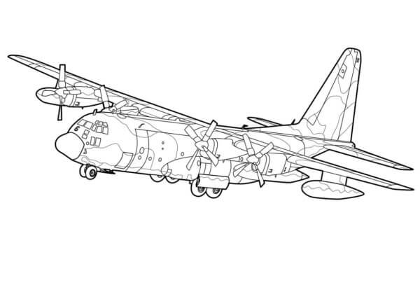 Dibujos de Aviones De Transporte Militar de Camuflaje para colorear