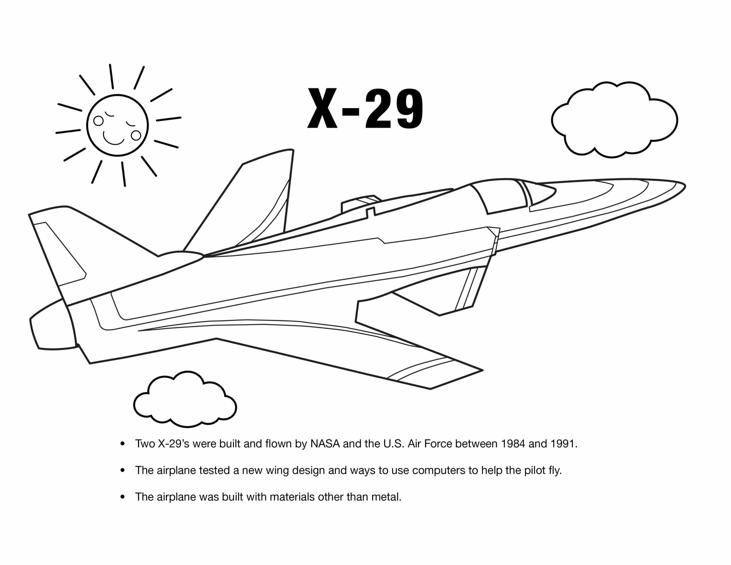 Dibujos de Aviones X-29 para colorear