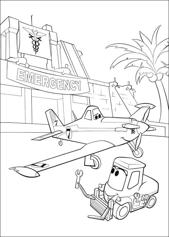 Aviones y Excavadoras de Disney para colorir